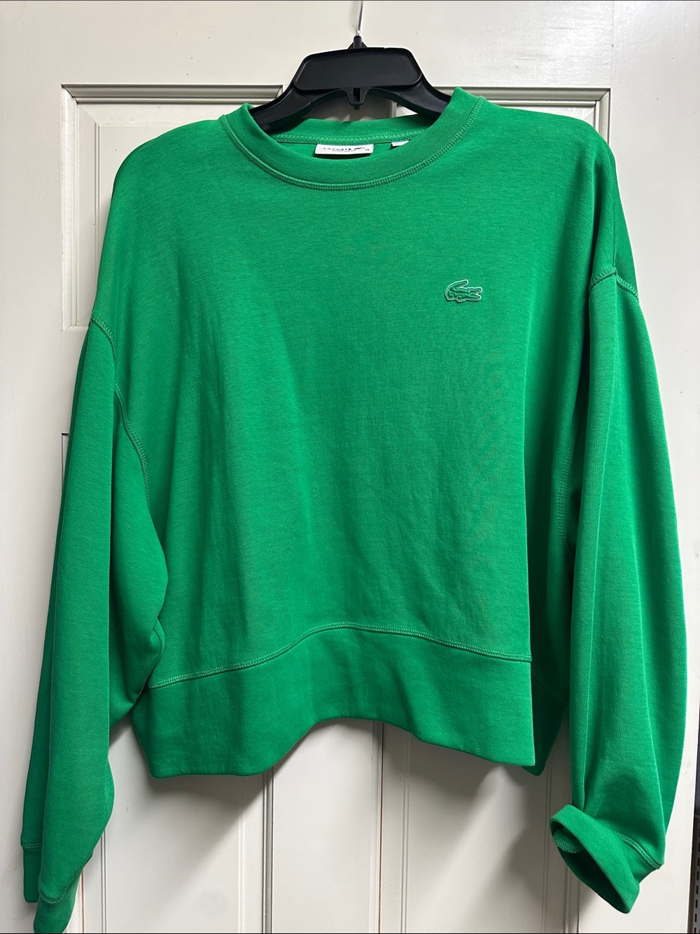 Lacoste Women’s Emerald Green Crew Sweatshirt-crop